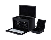 Wolf British Racing Double Watch Winder with Storage Black - Dracakis Jewellers